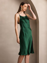 [Dark Green] SilkSilky  Spaghetti Strap Dress 003