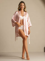 [Pink] SilkSilky  3/4 Sleeve Women's Robe 006