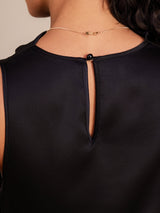 [Black] SilkSilky  Sleeveless Cowl Neck Dress 005