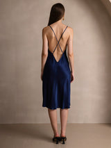 [Dark Blue] SilkSilky  Spaghetti Strap Dress 002