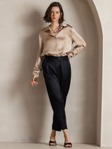 [Champagne] SilkSilky  Long Sleeve Lapel Collar Women's Shirts 006