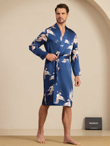 [Dark Blue] SilkSilky 19Momme Mens Robe 005