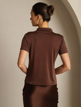 [Coffee] SilkSilky  Short Sleeve Women's T-Shirt 002