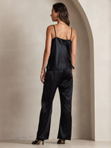 [Black] SilkSilky  Spaghetti Strap Cowl Neck Camisole Top 002