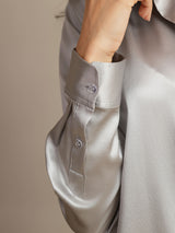 [Light Gray] SilkSilky  Long Sleeve Lapel Collar Women's Shirt 005