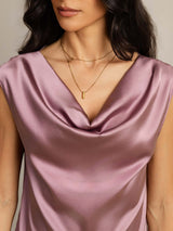 [Pale Mauve] SilkSilky  Cap Sleeve Cowl Neck Women's T-Shirt 005