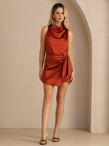 [Caramel] SilkSilky  Sleeveless Cowl Neck Dress 007