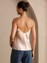 [Pink] SilkSilky  Spaghetti Strap V Neck Camisole Top 002