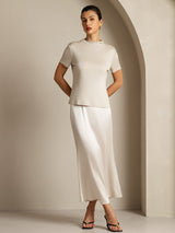 [Gray] SilkSilky  Short Sleeve Women's T-Shirt 007