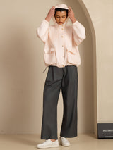[Pink] SilkSilky Silk Satin Surah Long Sleeve High Neck Women's Outerwear 008