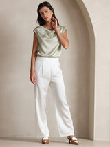 [Light Green] SilkSilky  Cap Sleeve Cowl Neck Women's T-Shirt 008