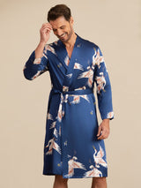 [Dark Blue] SilkSilky 19Momme Mens Robe 002