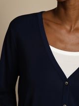 [Dark Blue] SilkSilky Long Sleeve Women's Cardigan 007