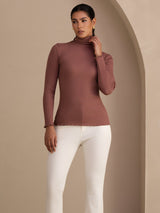 [Cameo Rose] SilkSilky  Long Sleeve Turtle Neck Women's T-Shirt 003