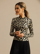 [Leopard] SilkSilky  Long Sleeve Women's T-Shirt 004