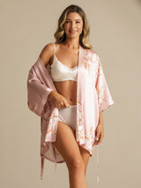 [Pink] SilkSilky  3/4 Sleeve Women's Robe 005