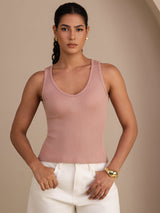 [Pink] SilkSilky  Sleeveless Deep V Neck Camisole Top 001