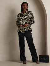 [Leopard] SilkSilky  Long Sleeve Lapel Collar Women's Shirt 008