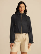 [Black] SilkSilky  Long Sleeve Hooded Women's Outerwear 001