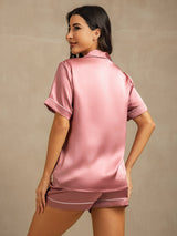 [Pale Mauve] SilkSilky  Short Sleeve Lapel Collar Women's Pajamas 002