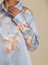 [Light Blue] SilkSilky  Long Sleeve Lapel Collar Women's Shirt 006