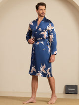 [Dark Blue] SilkSilky 19Momme Mens Robe 006