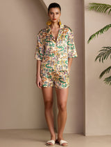 [Sand Crocodile] SilkSilky  Half Sleeve Lapel Collar Women's Pajamas 006