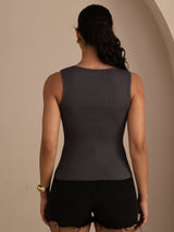 [Gray] SilkSilky  Sleeveless Deep V Neck Camisole Top 002