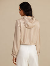 [Tan] SilkSilky  Long Sleeve Hooded Women's Outerwear 002