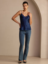 [Dark Blue] SilkSilky  Spaghetti Strap V Neck Camisole Top 007