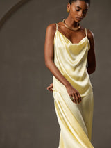[Yellow] SilkSilky  Spaghetti Strap Cowl Neck Camisole Top 001