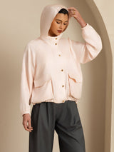 [Pink] SilkSilky Silk Satin Surah Long Sleeve High Neck Women's Outerwear 001