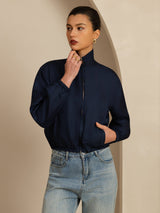 [Black+DarkBlue] SilkSilky  Long Sleeve Women's Outerwear 003