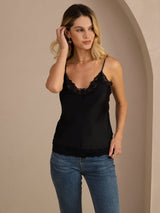 [Black] SilkSilky  Spaghetti Strap V Neck Camisole Top 003