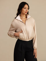[Tan+Pink] SilkSilky  Long Sleeve Women's Outerwear 001