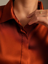 [Caramel] SilkSilky  Long Sleeve Lapel Collar Women's Shirts 006