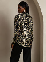 [Leopard] SilkSilky  Long Sleeve Lapel Collar Women's Shirt 002