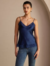 [Dark Blue] SilkSilky  Spaghetti Strap V Neck Camisole Top 003