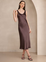 [Coffee] SilkSilky  Sleeveless Dress 005