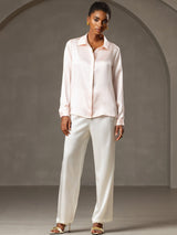 [Pink] SilkSilky  Long Sleeve Lapel Collar Women's Shirts 007