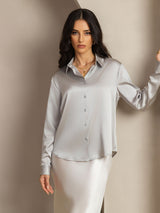 [Light Gray] SilkSilky  Long Sleeve Lapel Collar Women's Shirt 008