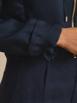 [Dark Blue] SilkSilky  Long Sleeve Hooded Women's Outerwear 007