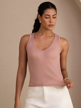 [Pink] SilkSilky  Sleeveless Deep V Neck Camisole Top 003