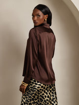 [Bitter Chocolate] SilkSilky  Long Sleeve Lapel Collar Women's Shirts 002