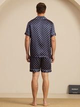[Navy Chain] SilkSilky  Short Sleeve Lapel Collar Men's Pajamas 002