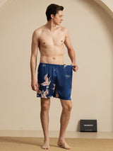 [Dark Blue] SilkSilky  Men's Sleep Shorts 007
