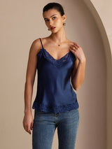 [Dark Blue] SilkSilky  Spaghetti Strap V Neck Camisole Top 004