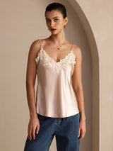 [Pink] SilkSilky  Spaghetti Strap V Neck Camisole Top 003