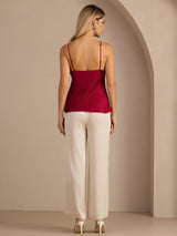 [Wine] SilkSilky  Spaghetti Strap V Neck Camisole Top 005