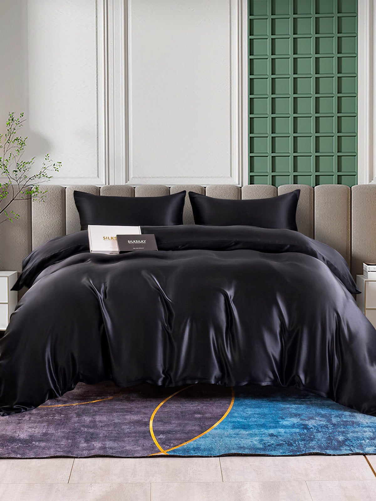 [Black] SilkSilky  25Momme Bedding Set 002